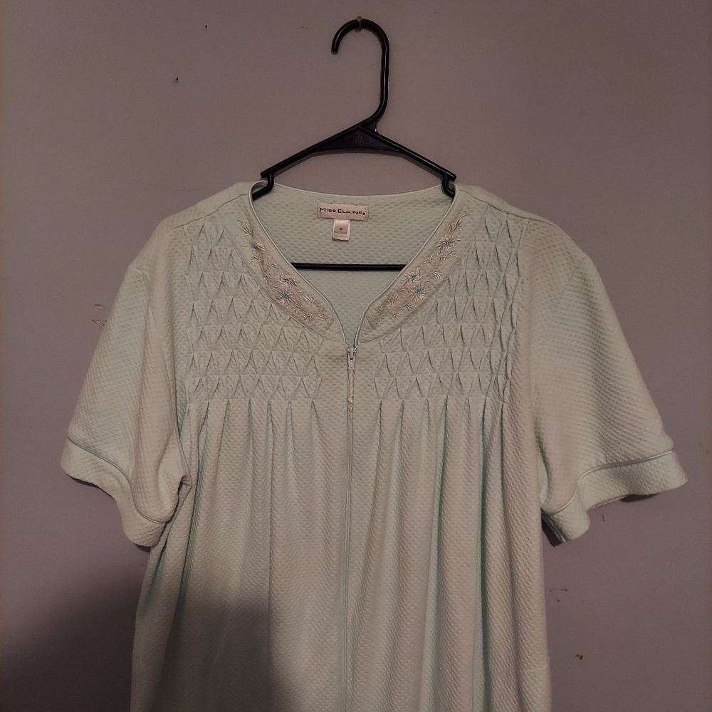 Miss Elaine Robe Night Gown S Blue House Coat Cottagecore Prairie Boho Grandma